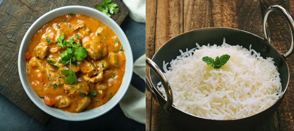 Frango ao Curry com arroz Basmati