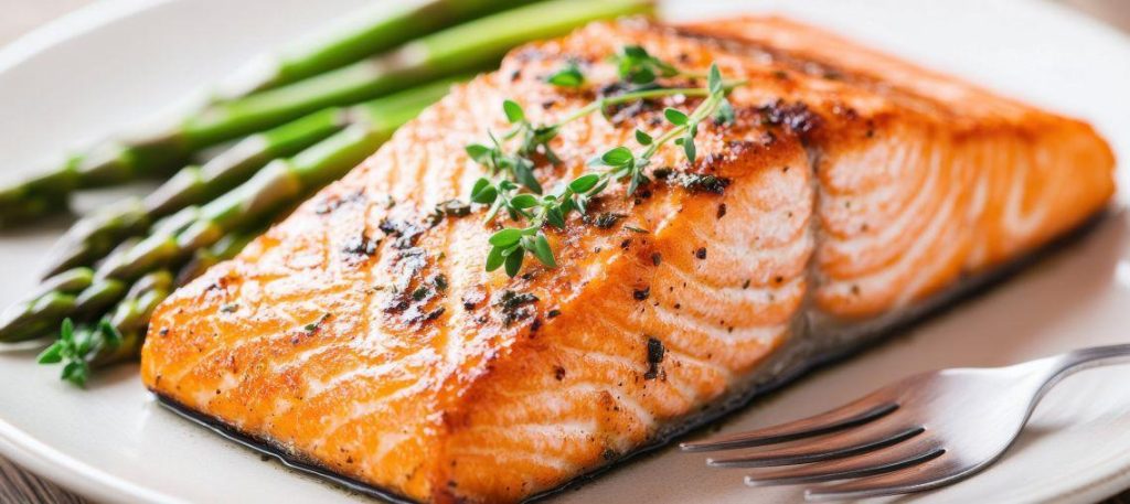 Salmão assado com ervas e limão