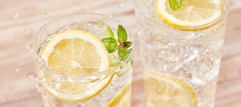 Água saborizada com hortelã e limão