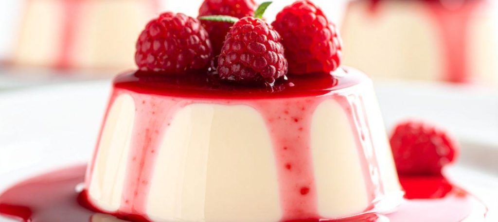 Panna cotta de baunilha com calda de frutas vermelhas