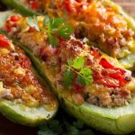 Abobrinha recheada com carne magra