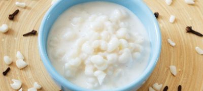 Canjica branca cremosa com leite de coco