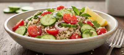 Quinoa com tomate e pepino