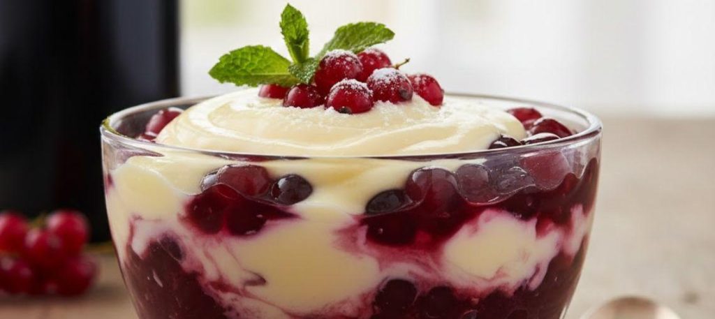 Sagu de vinho tinto com creme