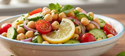 Salada de grão-de-bico com limão