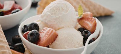 Sorvete natural de frutas congeladas