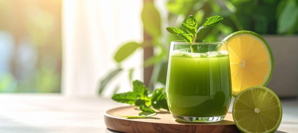 Suco verde (couve, limão e gengibre)