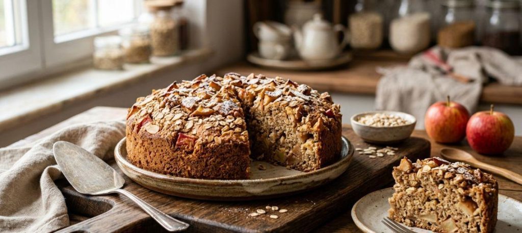Bolo integral de maçã e aveia