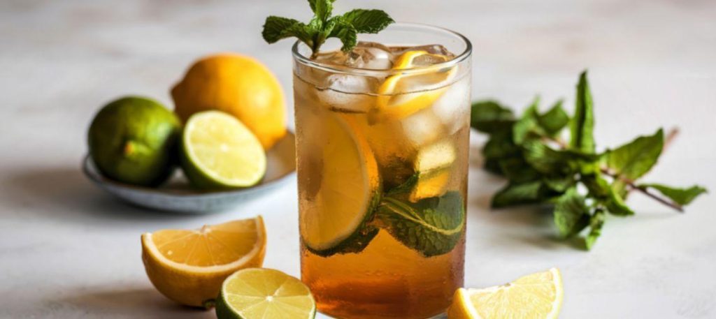 Chá verde gelado com limão