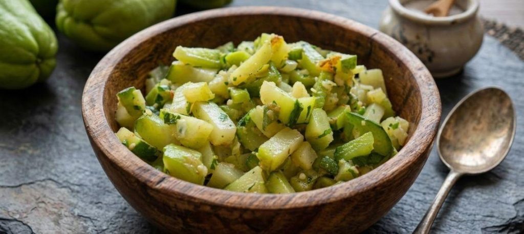 Chuchu refogado com alho e cebola