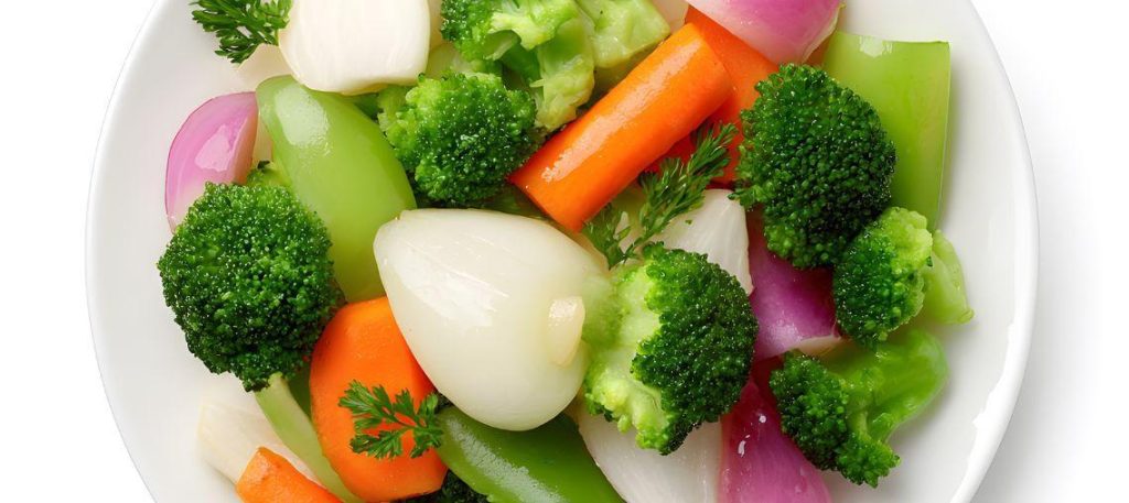 Legumes ao vapor com azeite e limão