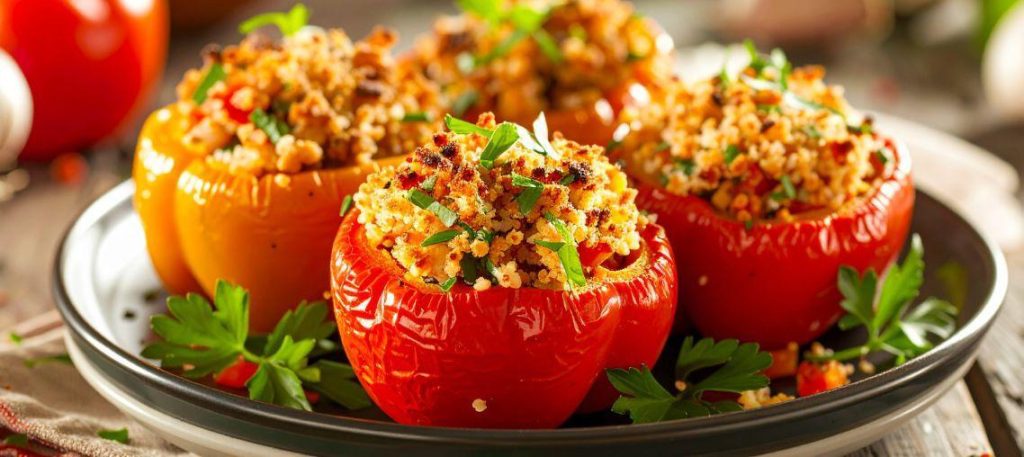 Tomate recheado com quinoa e ervas