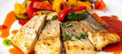Peixe grelhado com molho de alcaparras