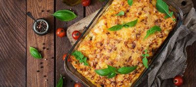 Lasanha de abobrinha com molho bolonhesa